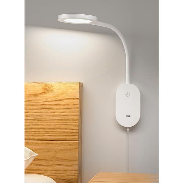 1-Light White LED Wall Sconce, Dimmable Modern Indoor Wall Mounted Light Fixture for Bedroom, Hallway, and Living Room