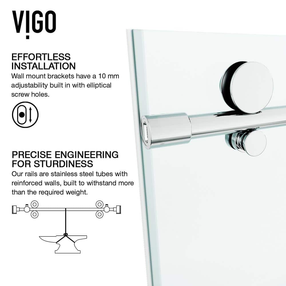 Elan E-Class Frameless Chrome Sliding Shower Door with Clear Glass