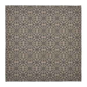 Custom House 20 in. W. x 20 in. L Black Geometric Jacquard Medallion Cotton Blend Tablecloth Topper