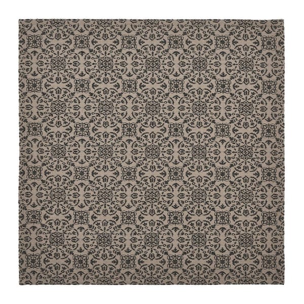 VHC Brands Custom House 20 in. W. x 20 in. L Black Geometric Jacquard Medallion Cotton Blend Tablecloth Topper