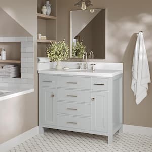Bristol 42 in. W x 22 in. D x 36 in. H Single Sink Freestanding Bath Vanity in Grey with Carrara White Quartz Top