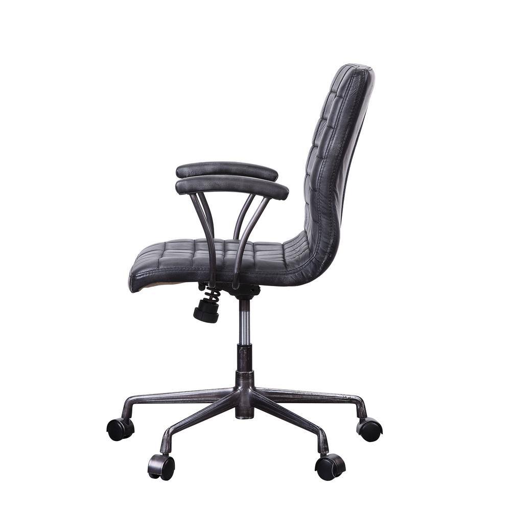 High-Back Black Leather Swivel Executive Chair with Metal Base