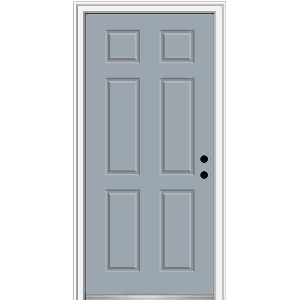 MMI Door 32 in. x 80 in. Left-Hand Inswing 6-Panel Classic Painted Fiberglass Smooth Prehung Front Door