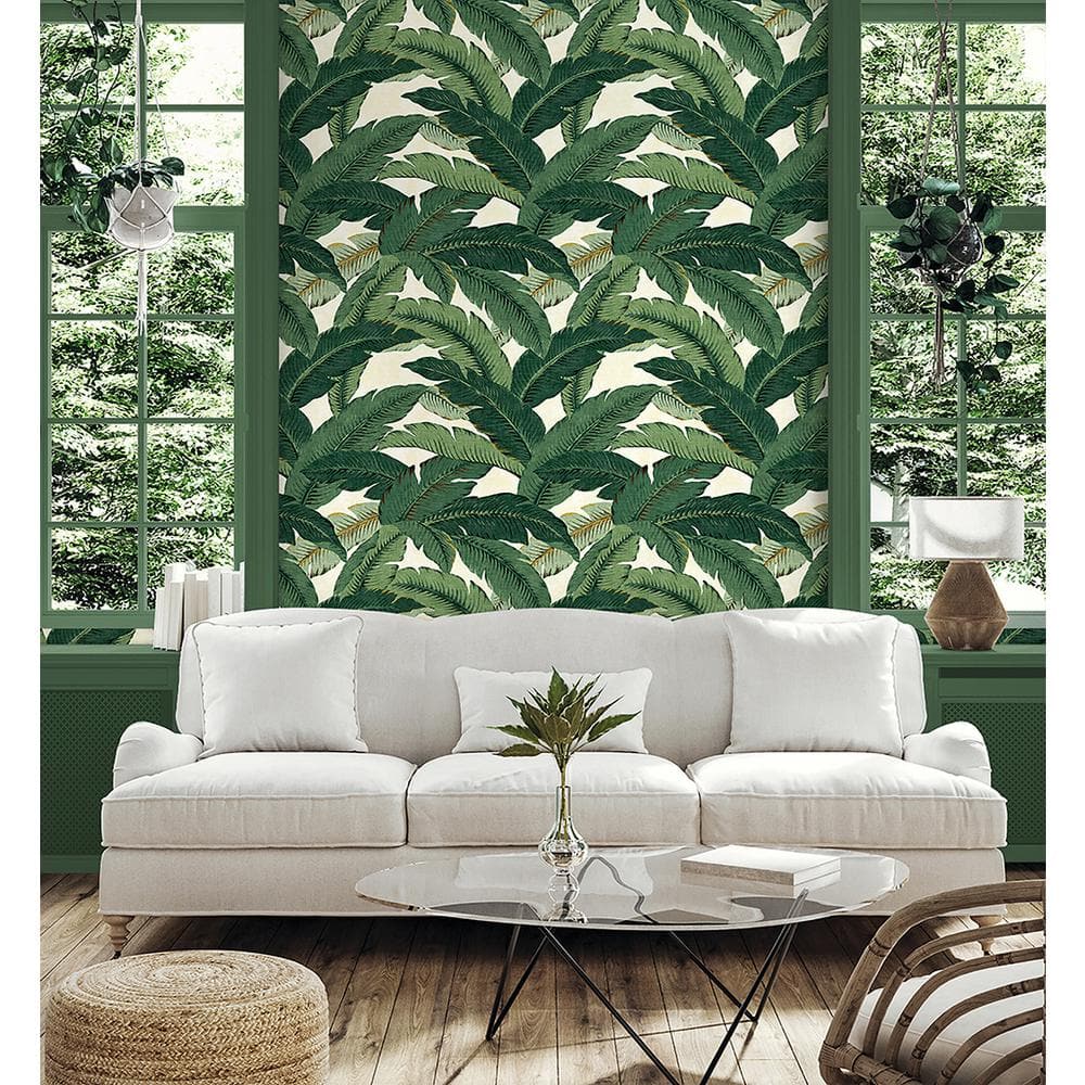 Aloe Green Tropical Palm Peel & Stick Wallpaper Roll