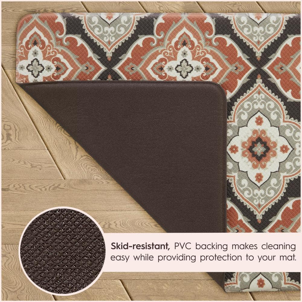Rust Medallion Design Anti-Fatigue Kitchen Mat Set