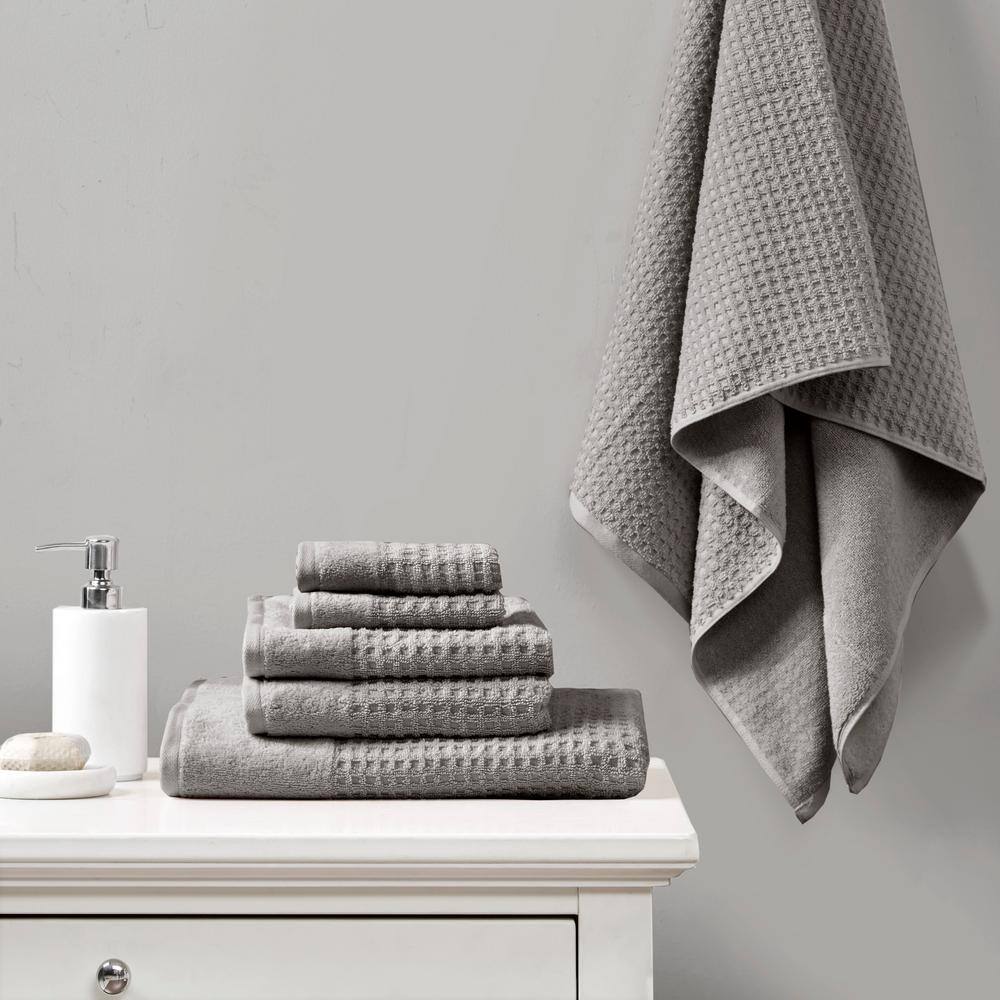Gray Cotton Jacquard Fast-Drying Hand Towel Set of Six