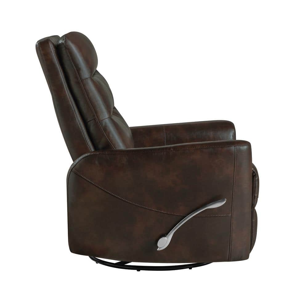 Takami Brown Faux Leather Swivel Recliner with Adjustable Headrest