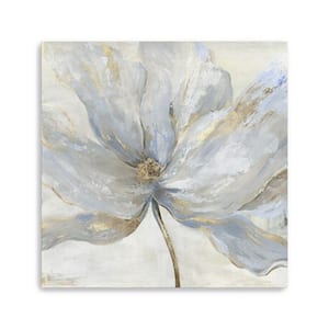 Victoria Soft Blue and Grey Flower by Unknown 1-Piece Giclee Unframed Nature Art Print 20 in. x 20 in.