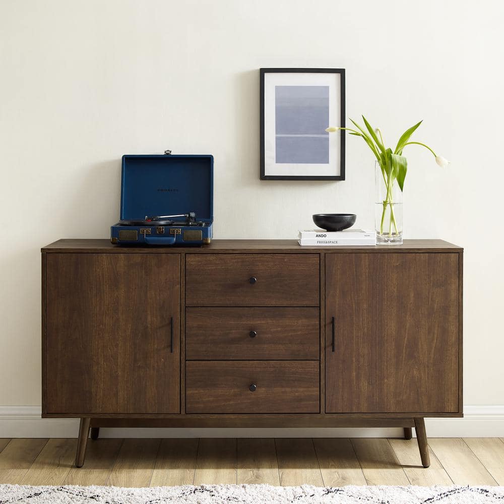 Lucas Walnut Mid-Century Modern Sideboard with Drawers