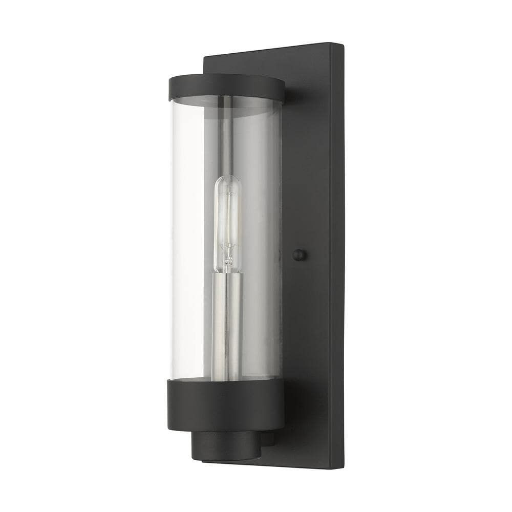 Hillcrest Textured Black Stainless Steel Outdoor Wall Lantern