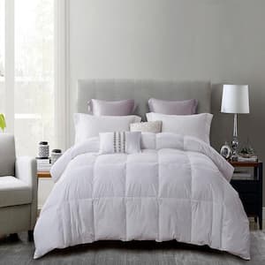 White 100% Cotton Goose Feather and Down King Comforter