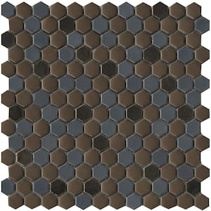 Confetti II Metal 11.81 in. x 11.81 in. Honeycomb Glossy & matte blend Glass Mosaic Tile (0.982 sq. ft./Each)