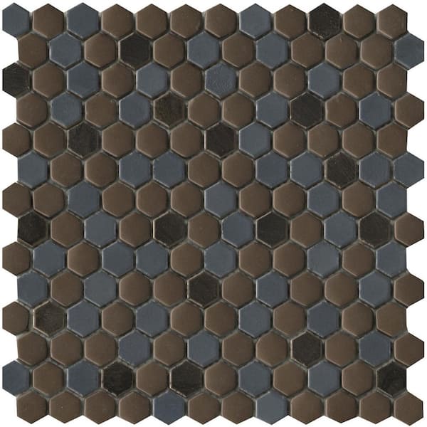 EMSER TILE Confetti II Metal 11.81 in. x 11.81 in. Honeycomb Glossy & matte blend Glass Mosaic Tile (0.982 sq. ft./Each)