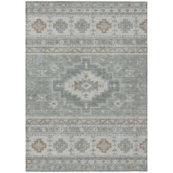 Chantille Machine Washable Indoor/Outdoor Abstract ACN3125 Spa 9 ft. x 12 ft. Area Rug