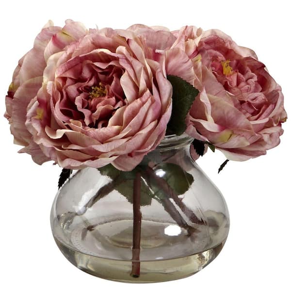 Nearly Natural Artificial Fancy Rose with Vase