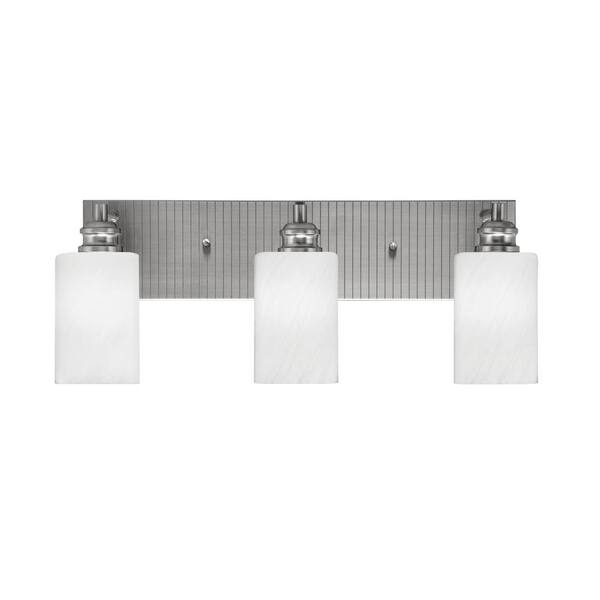 Unbranded Albany 22 in. 3-Light Brushed Nickel Vanity Light with White Marble Glass Shades