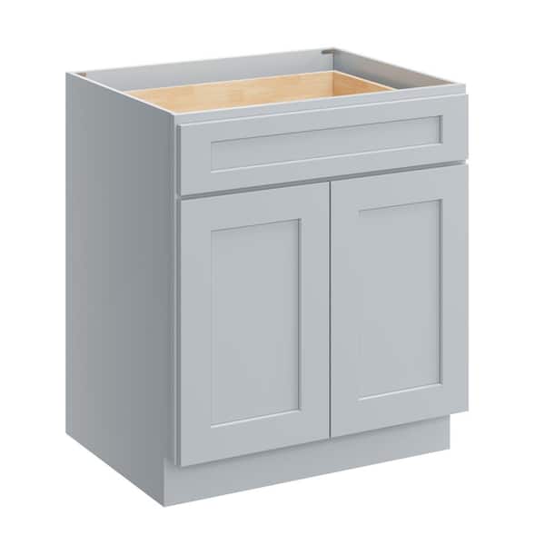 30 in. W x 24 in. D x 34.5 in. H Plywood Ready to Assemble Floor Base Kitchen Cabinet in Dove Grey with Drawer