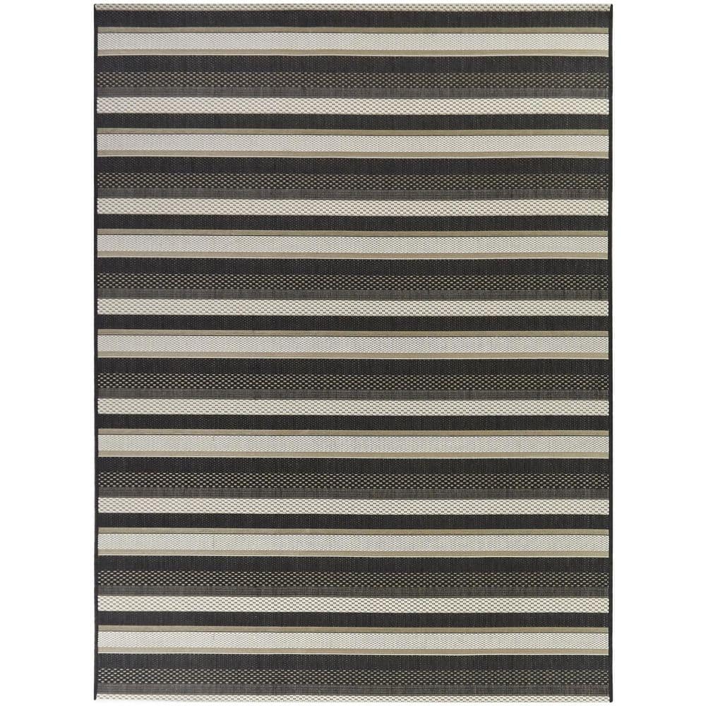 Black 6 x 9 Striped Indoor/Outdoor Area Rug price history on PriceWatchPro