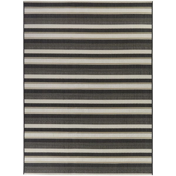 Hampton Bay Brown 2 x 3 Striped Doormat 2 ft. x 3 ft. Area Rug