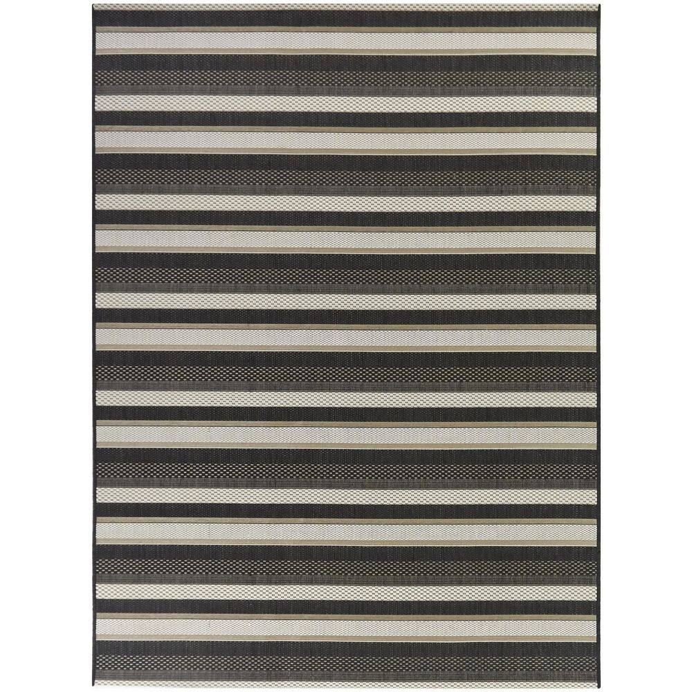 Hampton Bay Brown 2 x 7 Striped Indoor/Outdoor Area Rug 3123257 The