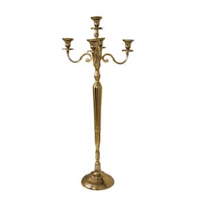Litton Lane Brass Polystone Tall Standing Candle Holder 042013
