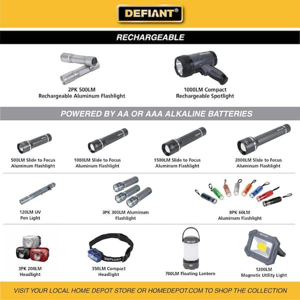 2 Defiant - 500 Lumen Battery Operated Portable LED Utility & Emergency  Lights