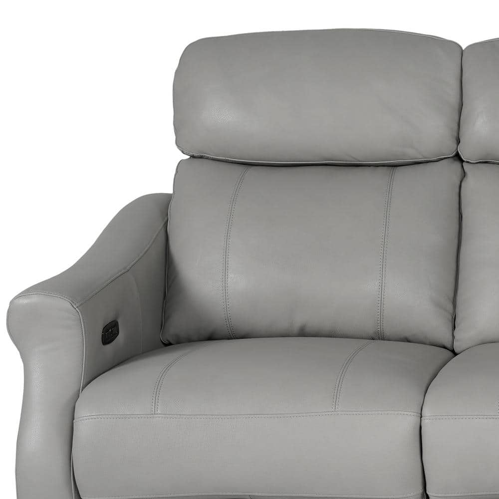 Felicity 84" Silver Faux Leather Reclining Sofa with USB Ports
