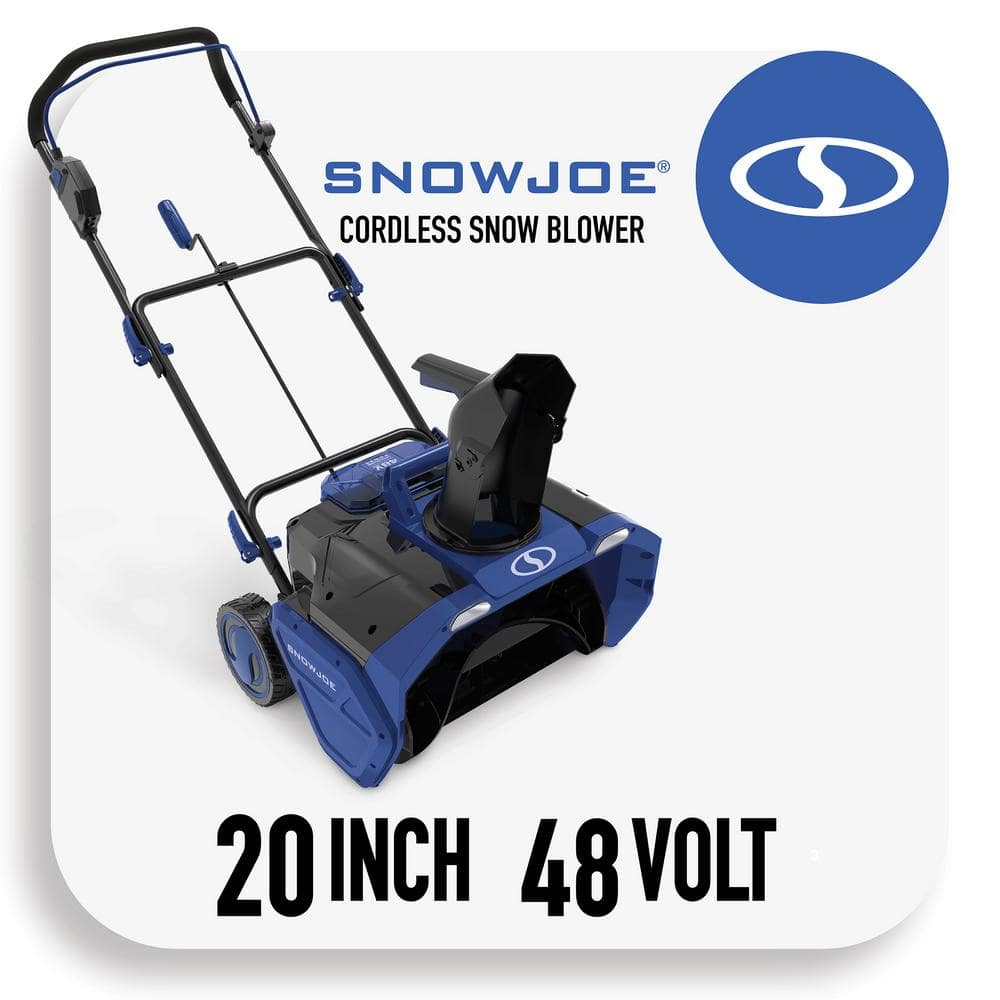 Snow Joe 20 in. 48-Volt Single-Stage Cordless Electric Snow Blower Kit with  x 4.0 mAh Batteries Plus Charger 24V-X2-20SB The Home Depot