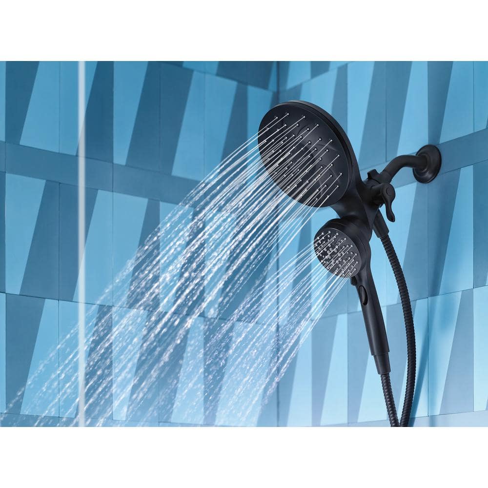 Matte Black Dual Shower Head with Handheld and Rainfall Features
