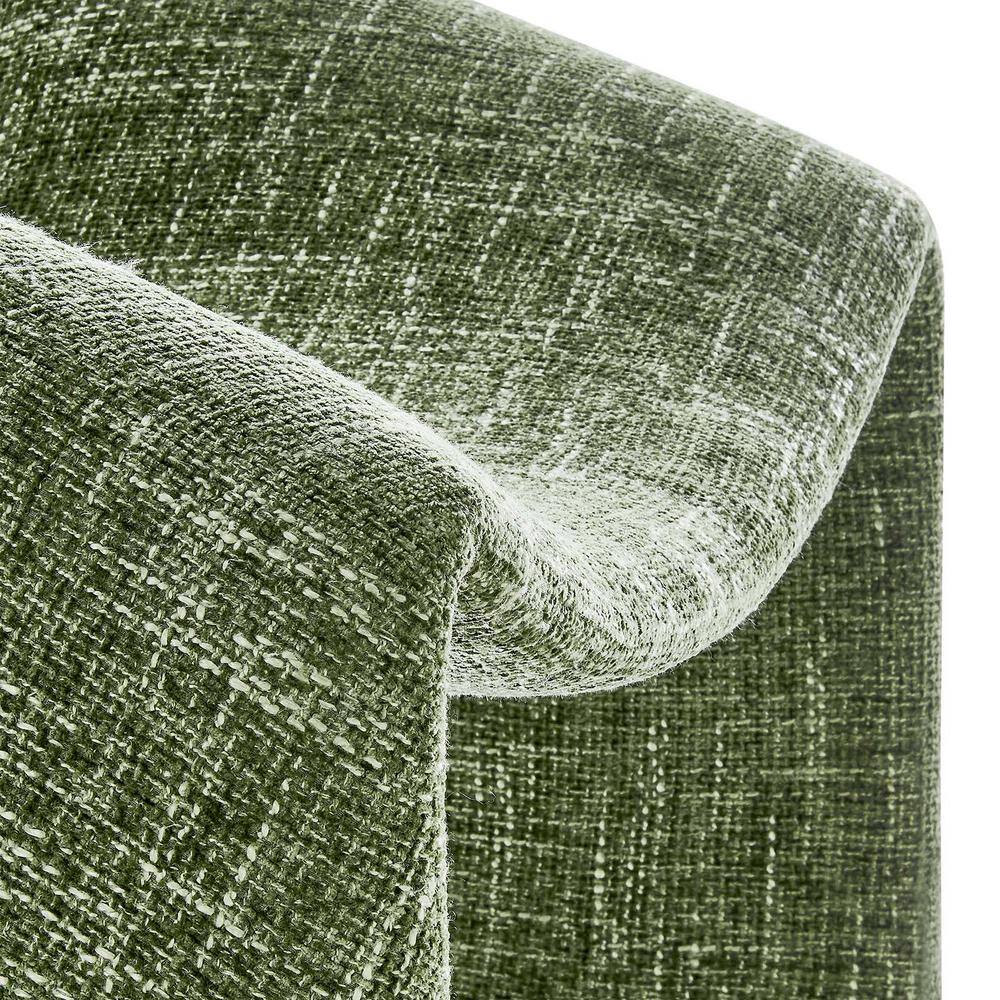 Basil Green Faux Leather Barrel Accent Chair with Metal Frame