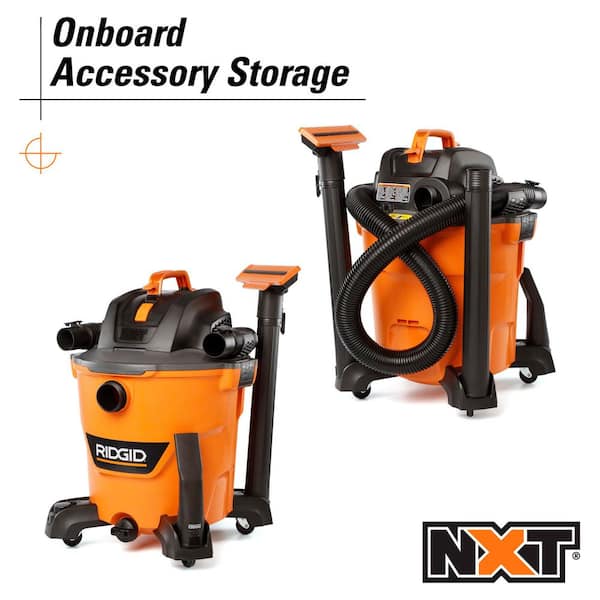 RIDGID - 12 Gallon 5.0 Peak HP NXT Shop Vacuum Wet Dry Vac with General Debris Filter, Locking Hose and Accessory Attachments