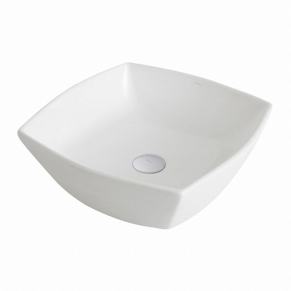 16.5 Inch White Ceramic Square Vessel Sink