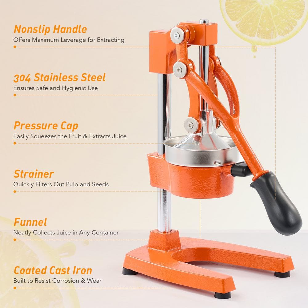 CO-Z Orange Cast Iron and Stainless Steel Citrus Juicer