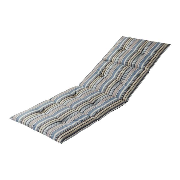 Greendale Home Fashions 25 in. W x 72 in. H Outdoor Chaise Lounge Pad in Beach Stripe