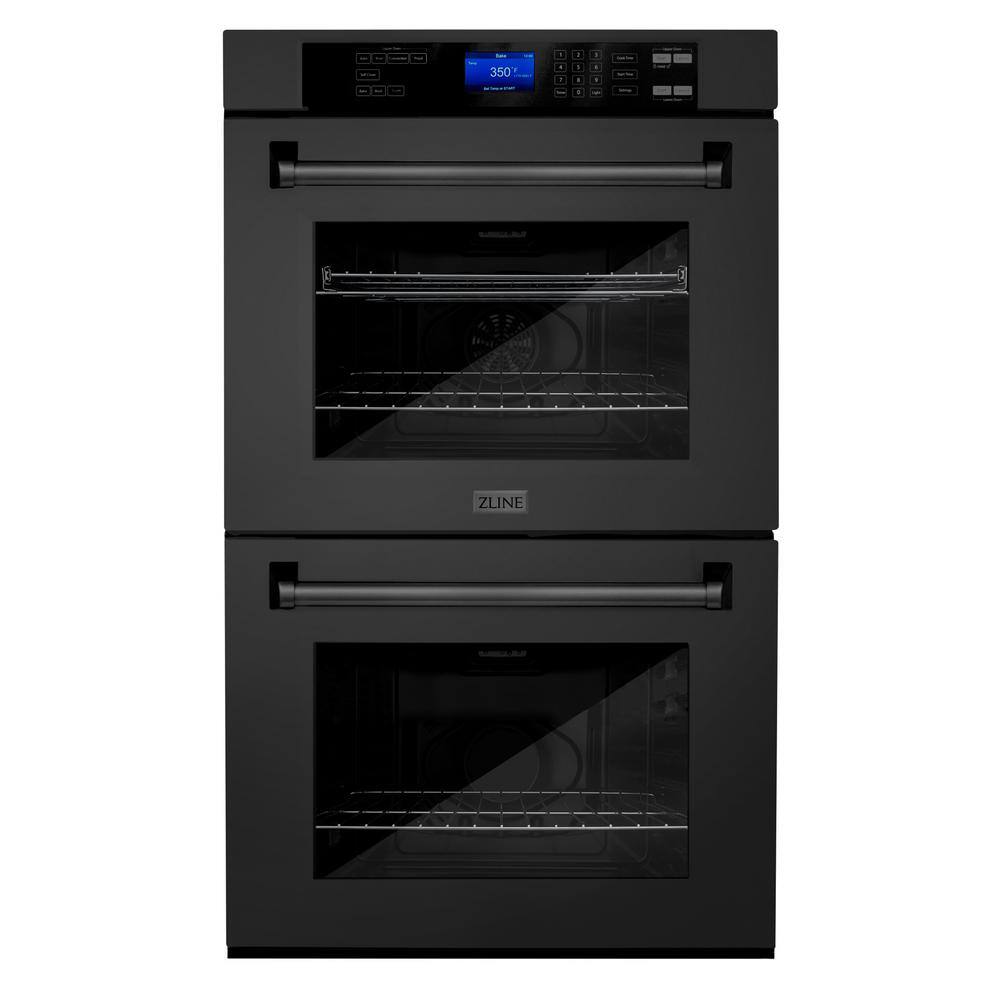 ZLINE Kitchen and Bath 30 in. Double Electric Wall Oven with True Convection in Black Stainless Steel