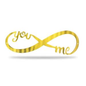 Infinity You and Me Romantic Love 24 in. Gold Metal Decorative Sign