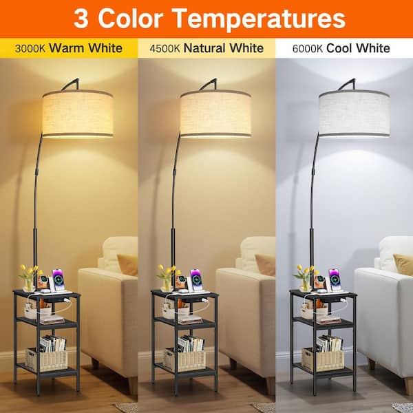 BICIK 76 in. Black Modern 1-Light Dimmable Arc LED Floor Lamp with