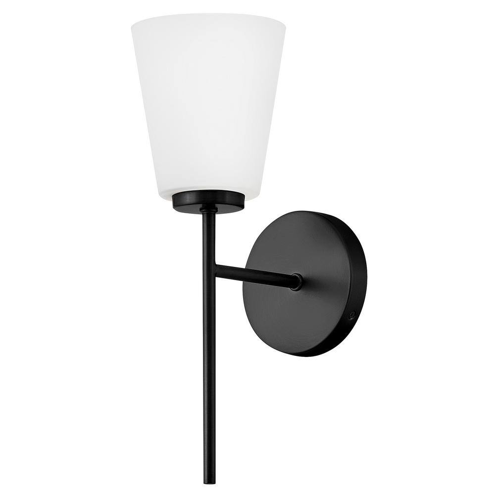 Black Etched Opal Glass Single Light Vanity Sconce