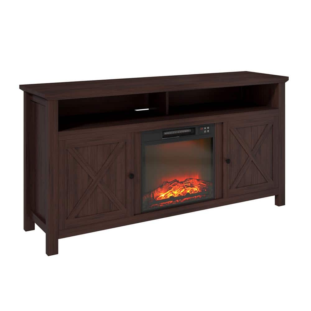 Brown TV Stand Fits TVs up to 60 in. with Full-featured Remote Control Elec