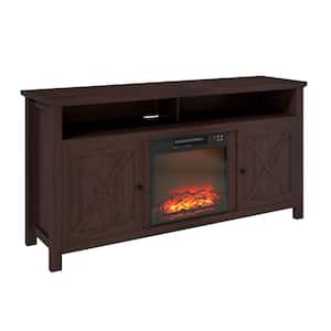 Brown TV Stand Fits TVs up to 60 in. with Full-featured Remote Control Electric Fireplace