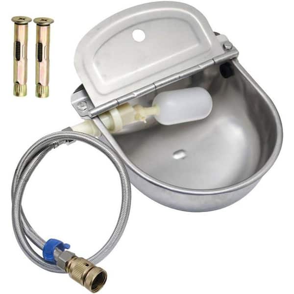 11.02 in. x 27 in. x 13 in. Stainless Steel Automatic Waterer Bowl with Float Valve for Dog Cattle Horse Sheep Goat
