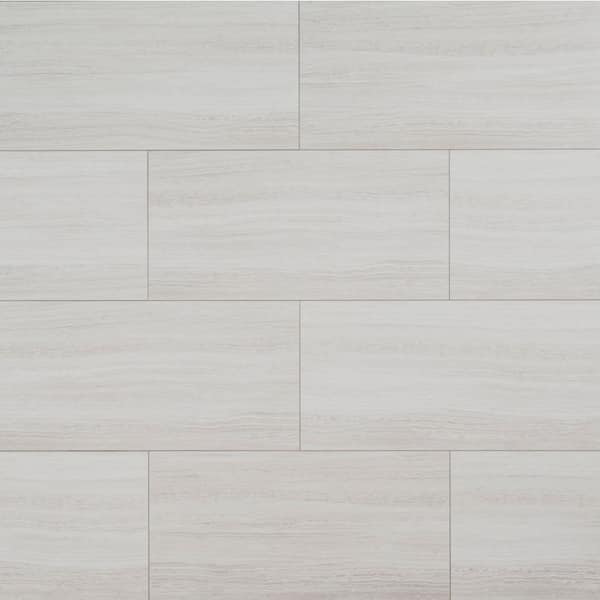 A&A Surfaces White Ocean 12 MIL x 12 in. x 24 in. Waterproof Click Lock Vinyl Plank Flooring (19.4 sq. ft./case)