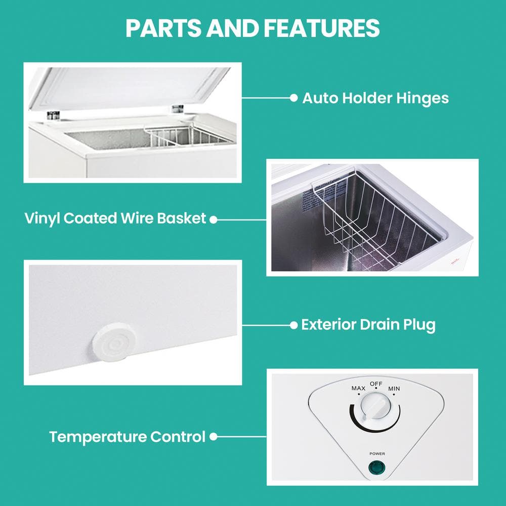 Compact White Energy Star Chest Freezer with Manual Defrost
