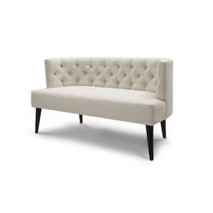 Celine 56 in. Sky Neutral Yarn Dyed Tufted Linen 2-Seater Settee with Nailheads