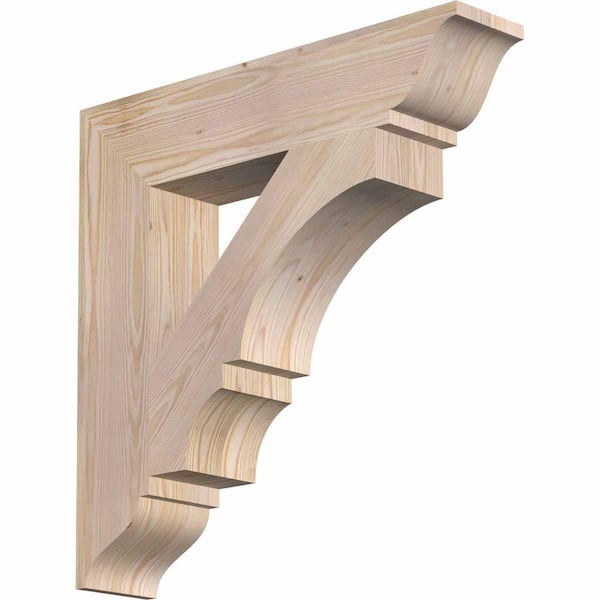 Ekena Millwork 5.5 in. x 28 in. x 28 in. Douglas Fir Balboa Traditional Smooth Bracket