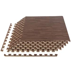 Dark Woodgrain 24 in. W x 24 in. L x 0.375 in H-Gym Interlocking Foam Floor Tiles (6 Tiles per Pack) (Covers 24 sq. ft.)