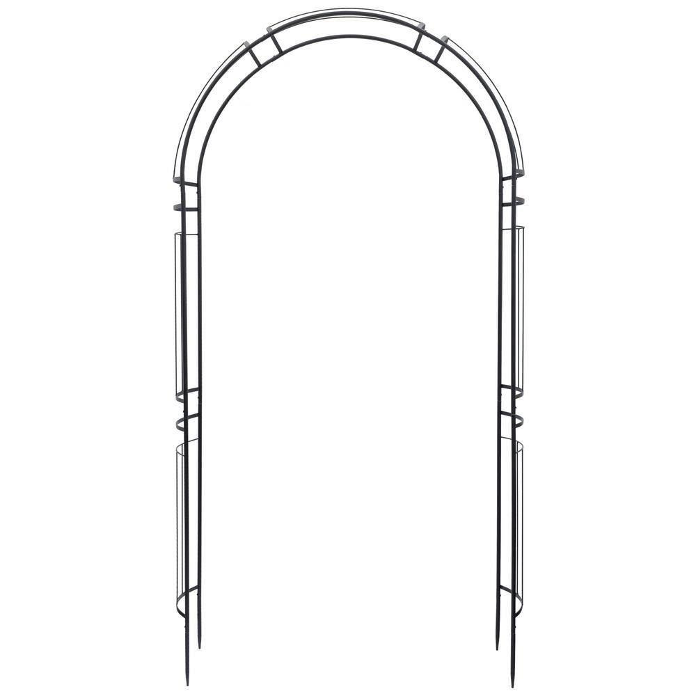 Aspen Black Steel Contemporary Garden Arbor with Arched Roof