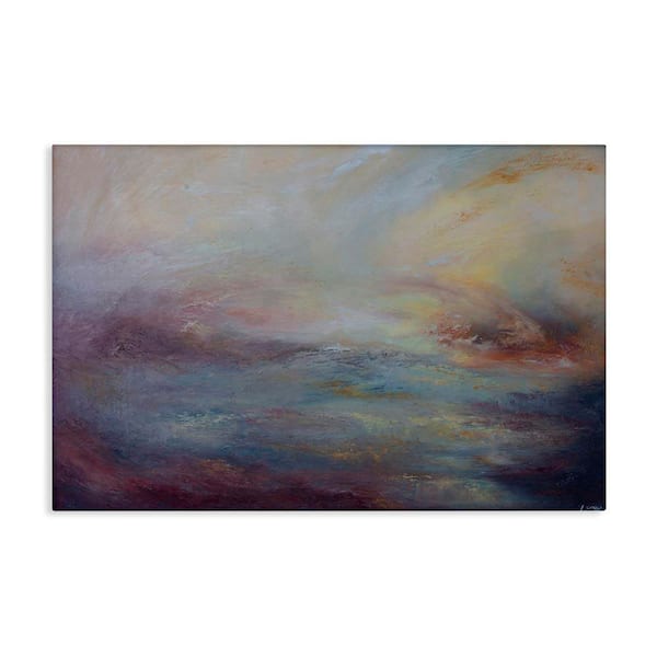 Golden Hour Swirled Abstract by Lydia Orange Unframed Abstract Graphic Art Print 30 in. x 45 in.
