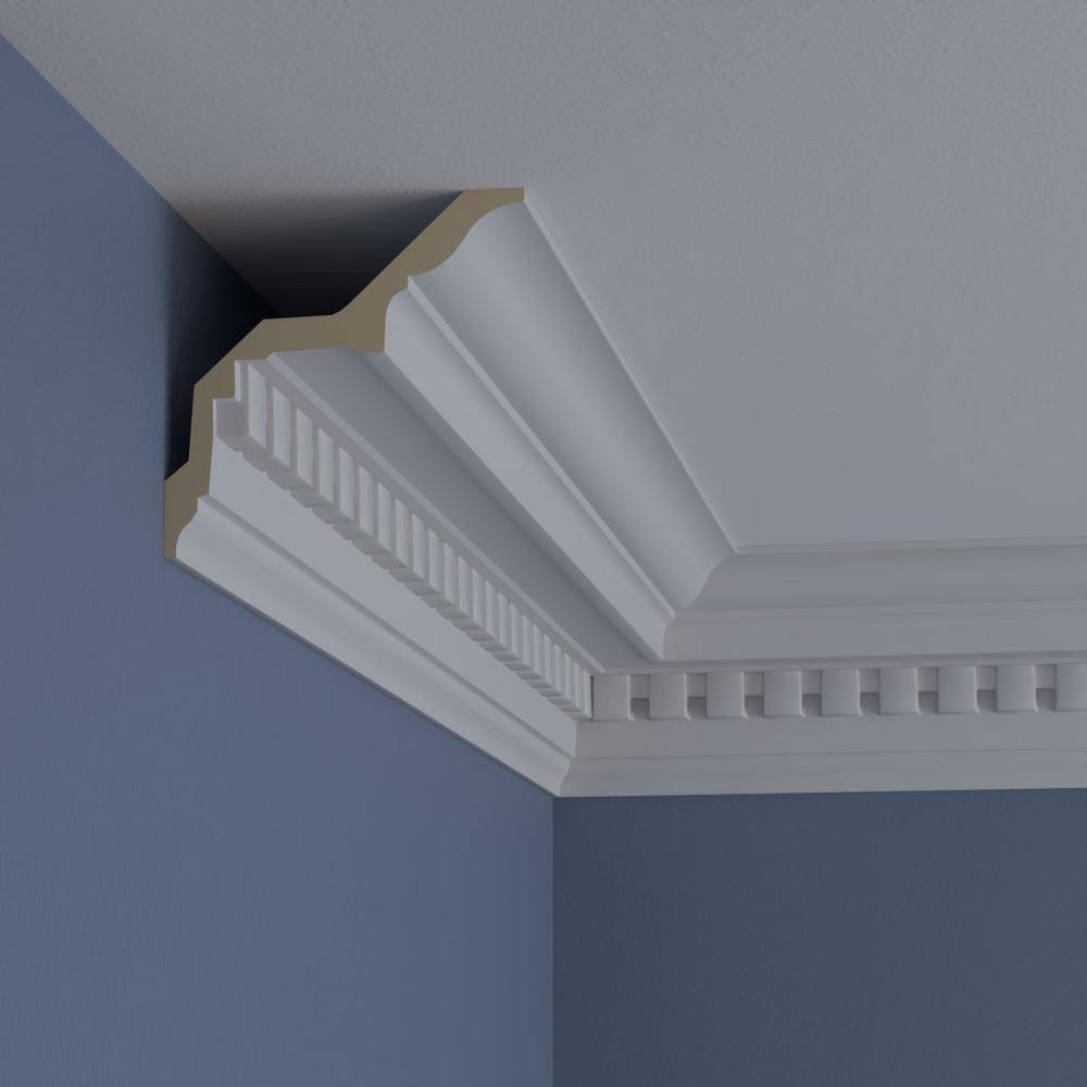 Primed White Polyurethane Geometric Crown Moulding Sample