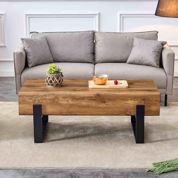 Polibi Modern 47.2 in. Natural Rectangle Wood Coffee Table